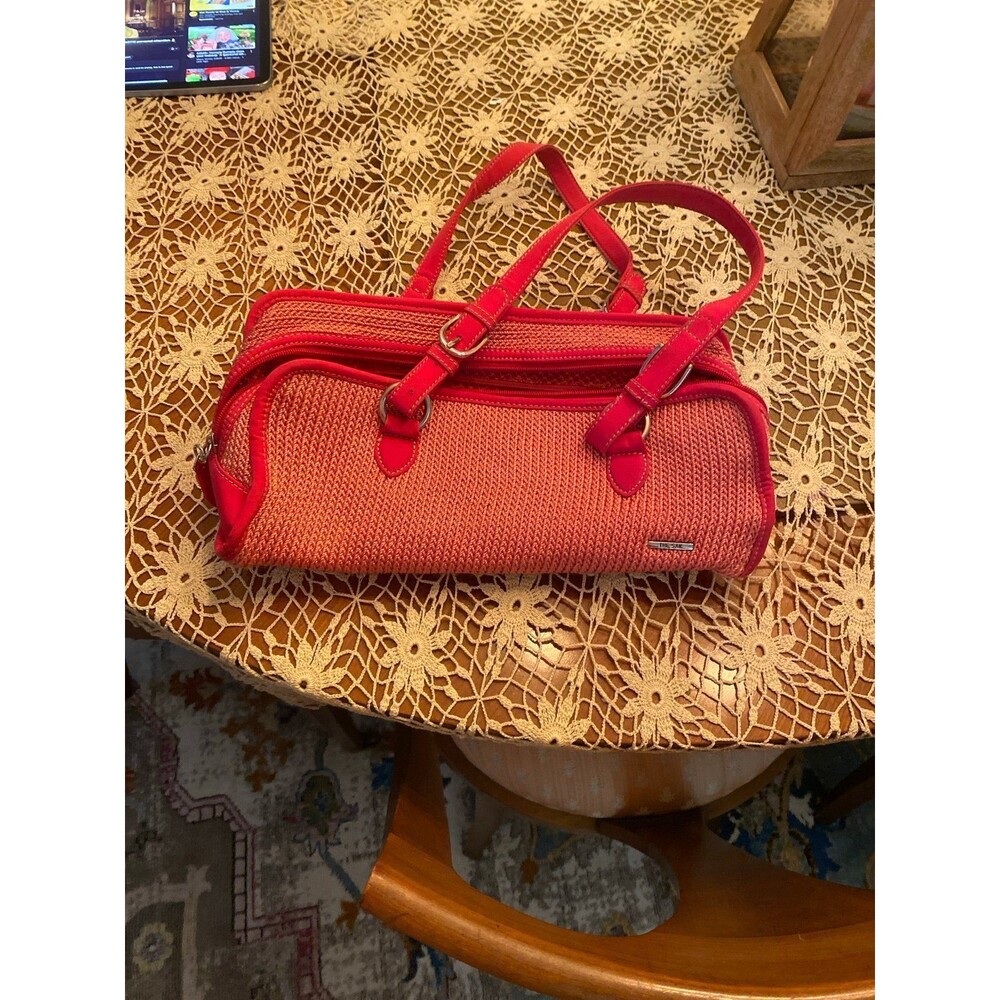 The Sak Pink Crochet Barrel Bag